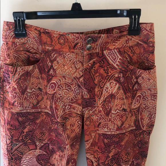 Chico's Red, Orange, Gold Geometric Pants - Picture 1 of 8